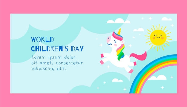 Vector gratuito plantilla de banner horizontal del día mundial del niño plano