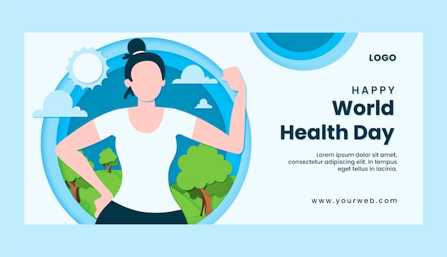 Vector gratuito plantilla de banner horizontal del día mundial de la salud de estilo de papel