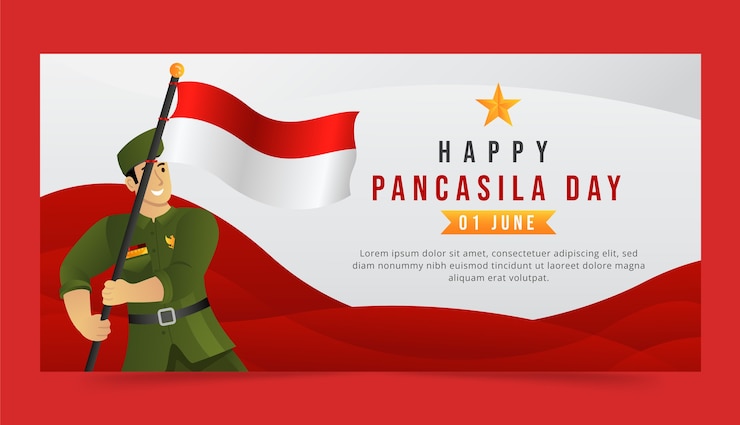 Vector gratuito plantilla de banner horizontal de día de pancasila degradado