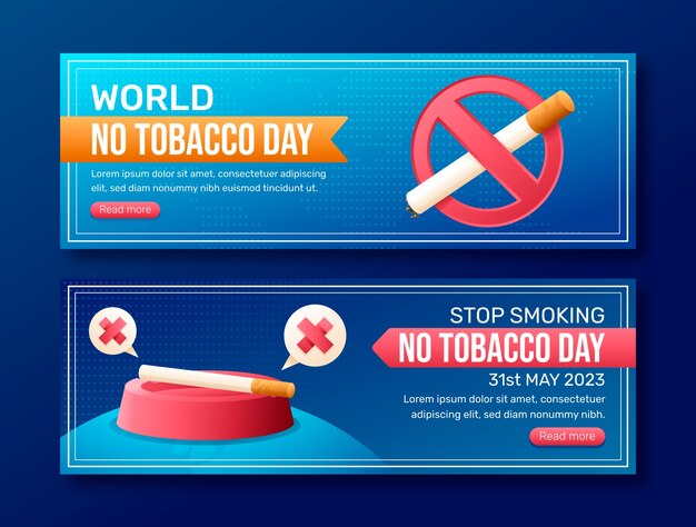Plantilla de banner horizontal del día sin tabaco degradado