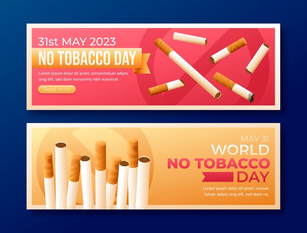 Plantilla de banner horizontal del día sin tabaco degradado