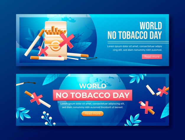 Plantilla de banner horizontal del día sin tabaco degradado