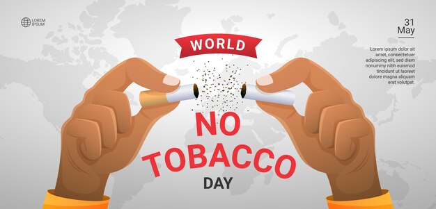 Plantilla de banner horizontal del día sin tabaco degradado