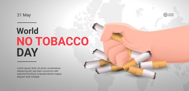 Plantilla de banner horizontal del día sin tabaco degradado