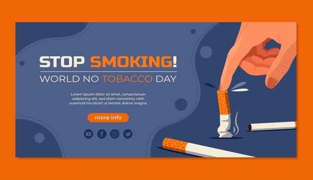 Plantilla de banner horizontal del día sin tabaco plano