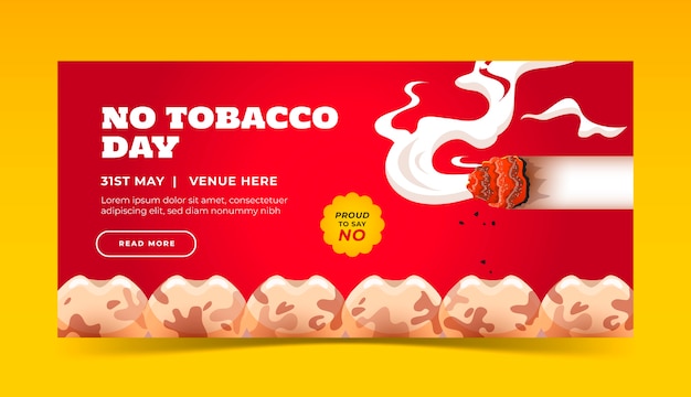 Vector gratuito plantilla de banner horizontal del día sin tabaco plano