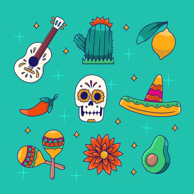Plantilla de banner horizontal dibujada a mano para la celebración del cinco de mayo