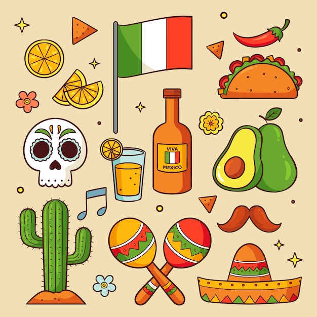 Plantilla de banner horizontal dibujada a mano para la celebración del cinco de mayo