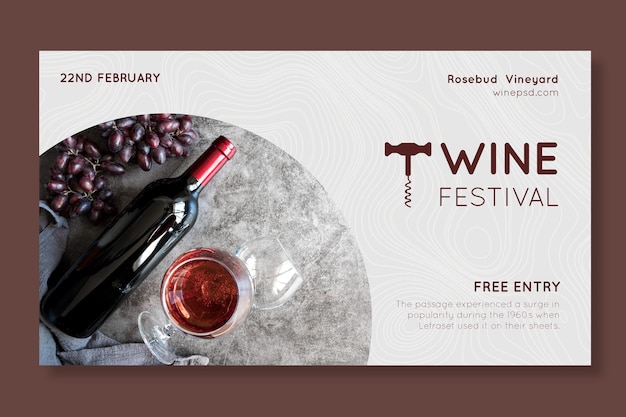 Vector gratuito plantilla de banner horizontal de festival del vino