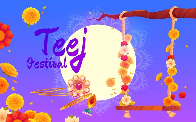 Plantilla de banner horizontal flat teej festival