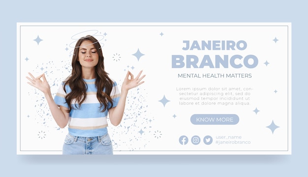 Vector gratuito plantilla de banner horizontal de flats janeiro branco