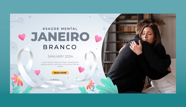 plantilla de banner horizontal Gradient janeiro branco