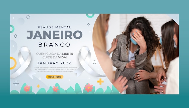 plantilla de banner horizontal Gradient janeiro branco