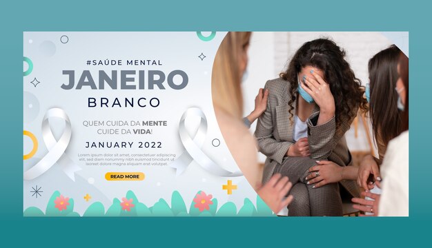 plantilla de banner horizontal Gradient janeiro branco