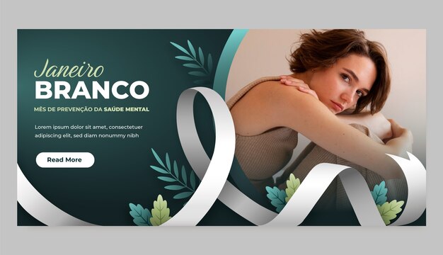plantilla de banner horizontal Gradient janeiro branco