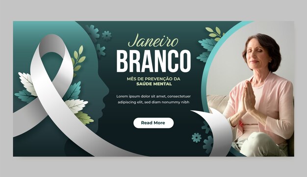 plantilla de banner horizontal Gradient janeiro branco