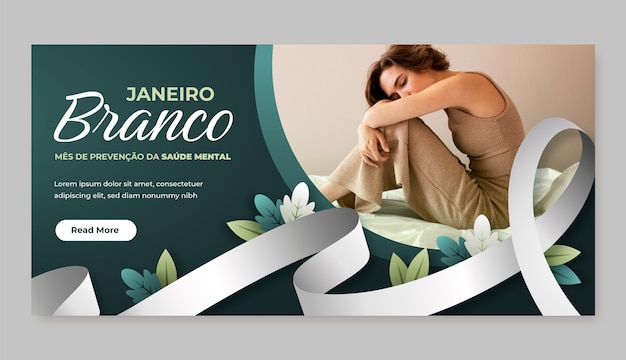 plantilla de banner horizontal Gradient janeiro branco