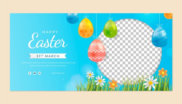 Vector gratuito plantilla de banner horizontal gradiente para la celebración de la pascua.