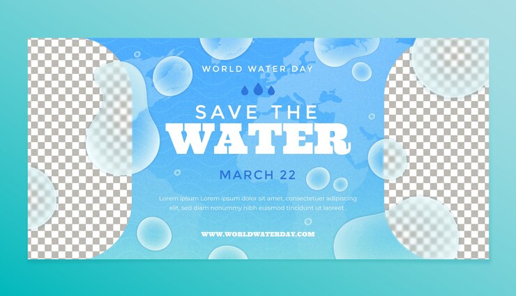Vector gratuito plantilla de banner horizontal gradiente para la concienciación del día mundial del agua.