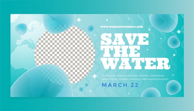 Vector gratuito plantilla de banner horizontal gradiente para la concienciación del día mundial del agua.