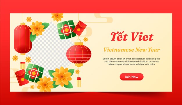 plantilla de banner horizontal de gradiente tet