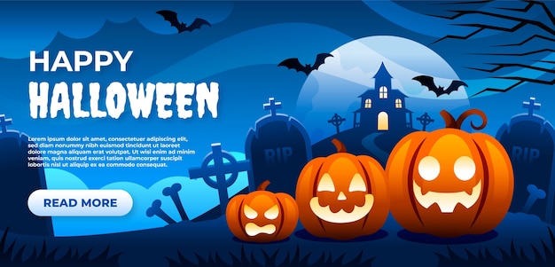 Vector gratuito plantilla de banner horizontal de halloween degradado