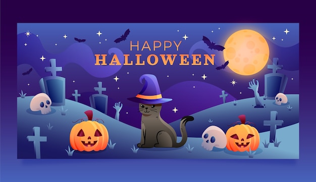 Vector gratuito plantilla de banner horizontal de halloween degradado