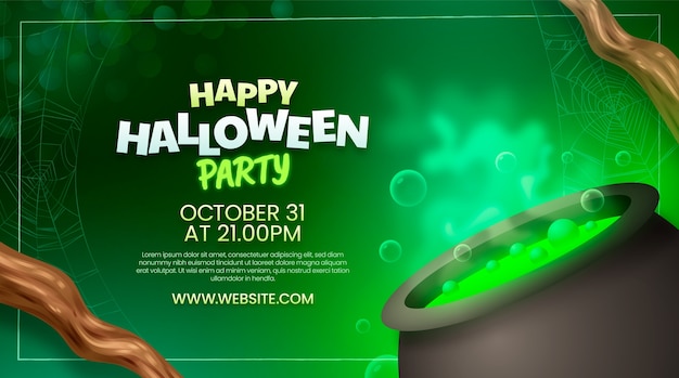 Plantilla de banner horizontal de halloween realista