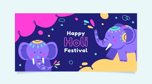 Vector gratuito plantilla de banner horizontal holi plano