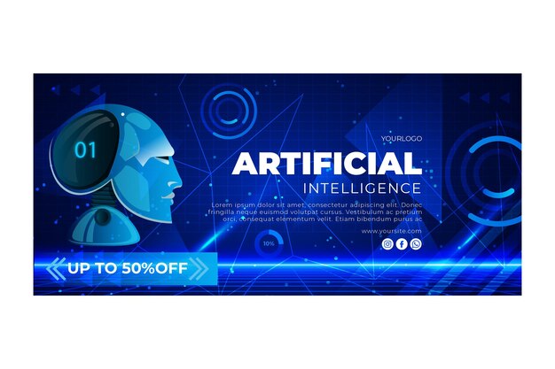 Plantilla de banner horizontal de inteligencia artificial