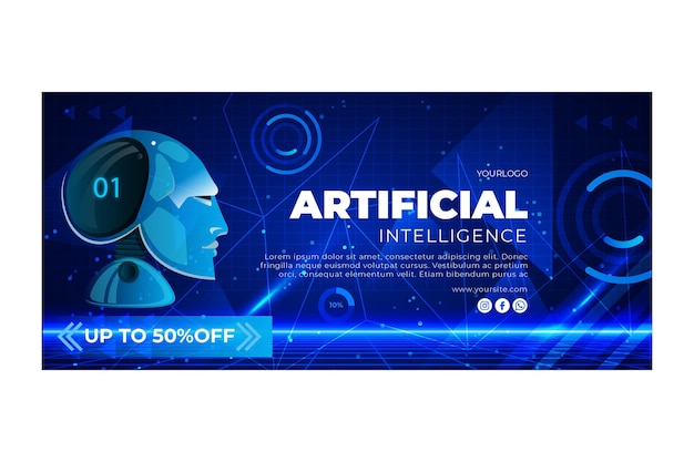 Plantilla de banner horizontal de inteligencia artificial