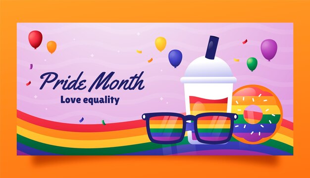 Plantilla de banner horizontal lgbt del mes del orgullo degradado
