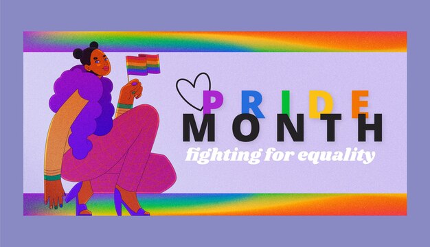 Plantilla de banner horizontal lgbt del mes del orgullo degradado