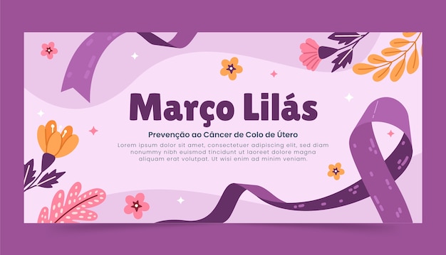 Vector gratuito plantilla de banner horizontal de marcha plana lila