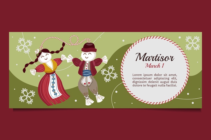 Vector gratuito plantilla de banner horizontal de martisor plano