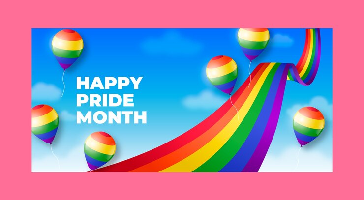 Vector gratuito plantilla de banner horizontal del mes del orgullo realista