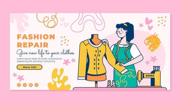 Plantilla de banner horizontal de moda circular