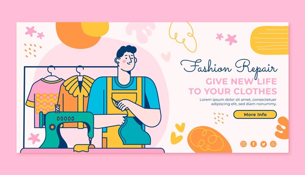 Plantilla de banner horizontal de moda circular