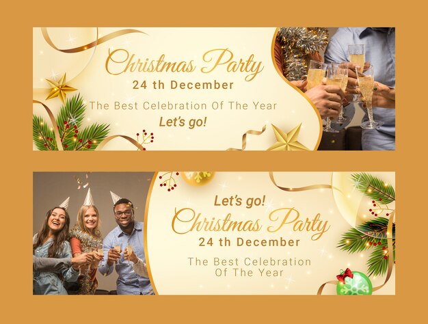 Plantilla de banner horizontal de navidad realista