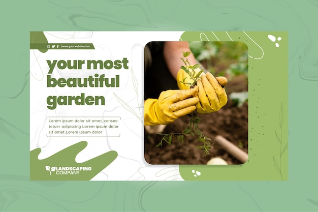 Vector gratuito plantilla de banner horizontal de negocios de jardinería