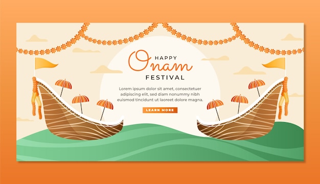 Vector gratuito plantilla de banner horizontal onam degradado