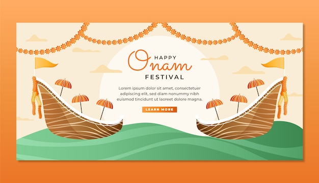 Plantilla de banner horizontal onam degradado