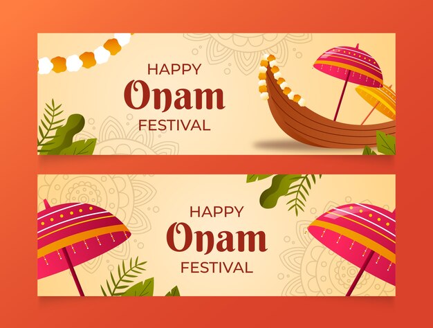 Plantilla de banner horizontal onam degradado