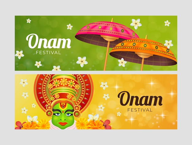 Plantilla de banner horizontal onam realista