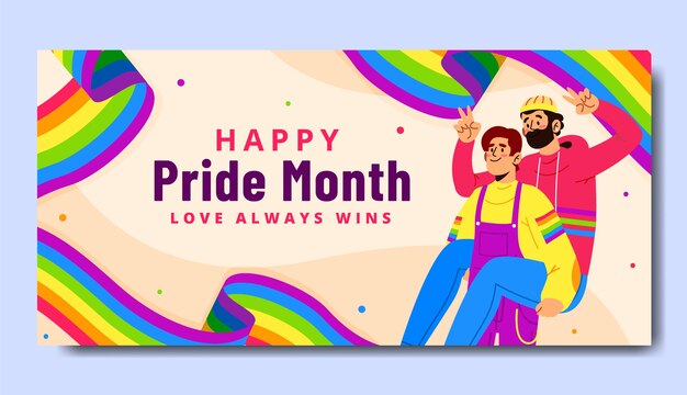 Plantilla de banner horizontal de orgullo lgbt plano