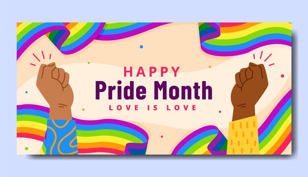 Plantilla de banner horizontal de orgullo lgbt plano