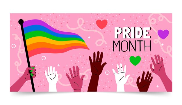 Plantilla de banner horizontal de orgullo lgbt plano