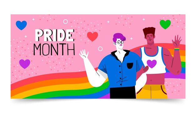 Plantilla de banner horizontal de orgullo lgbt plano