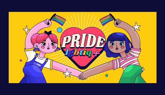 Plantilla de banner horizontal de orgullo lgbt plano