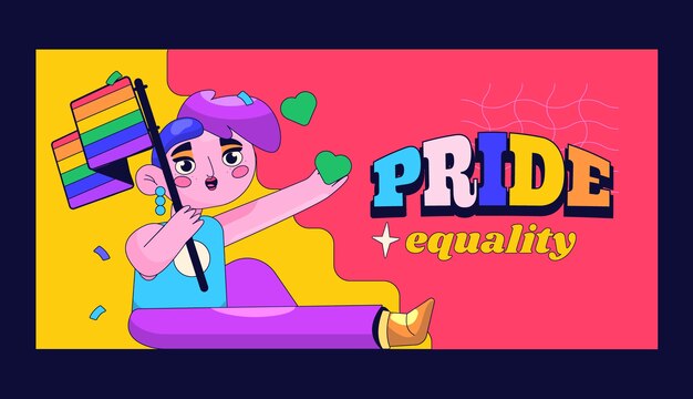 Plantilla de banner horizontal de orgullo lgbt plano